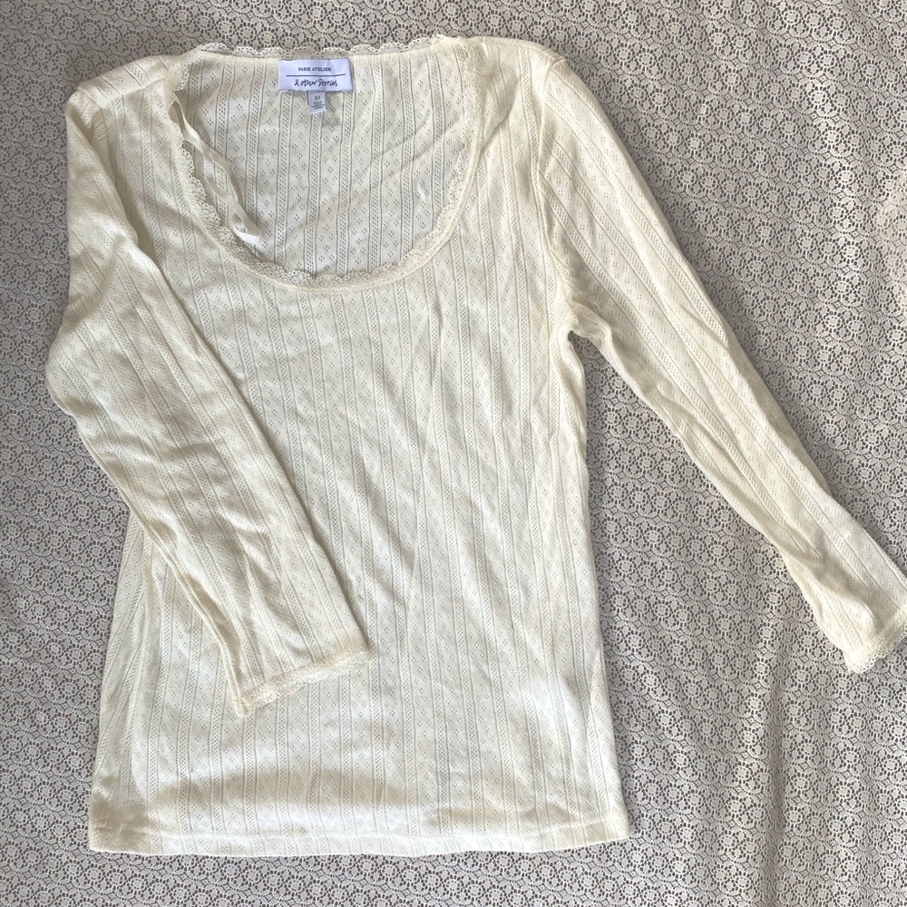 And Other Stories white lace 3/4 sleeve scoop neck
